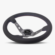 The Daytona | Black Perforated Leather | Graphite Spoke | RED Stitch