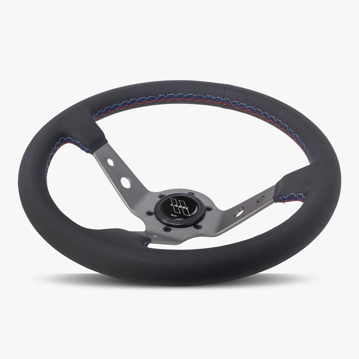 The Daytona | Black Perforated Leather | Graphite Spoke | RED Stitch