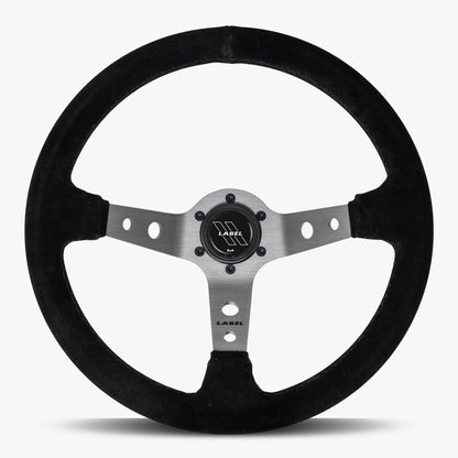 The Daytona | Black Alcantara Suede | Graphite Spoke | Black Stitch