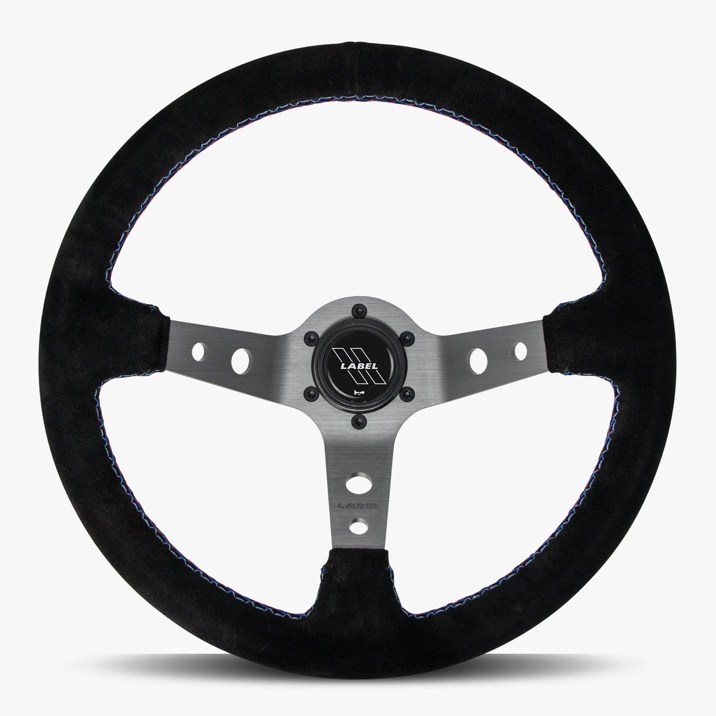 The Daytona | Black Alcantara Suede | Graphite Spoke | Bavarian Stitch