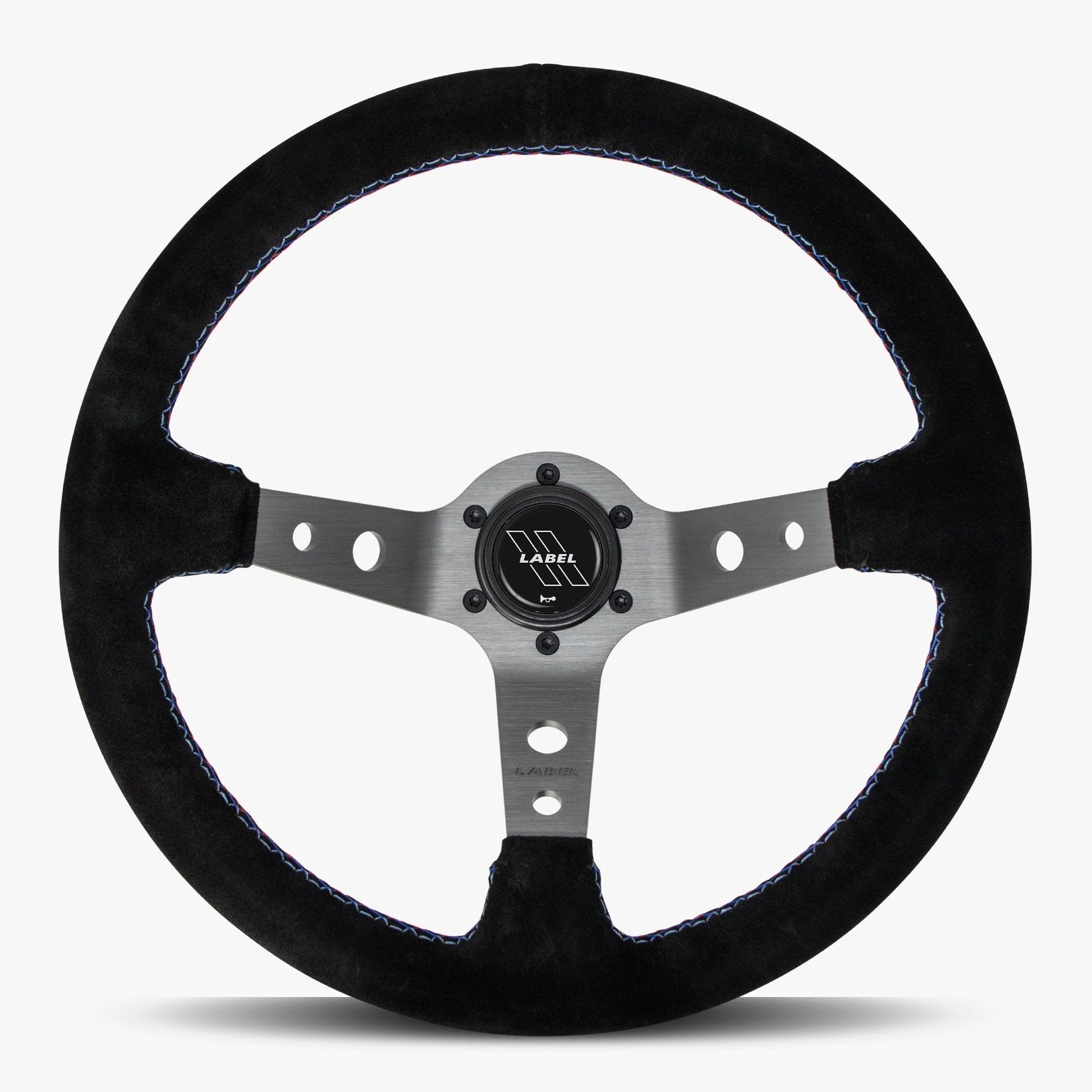 The Daytona | Black Alcantara Suede | Graphite Spoke | Bavarian Stitch
