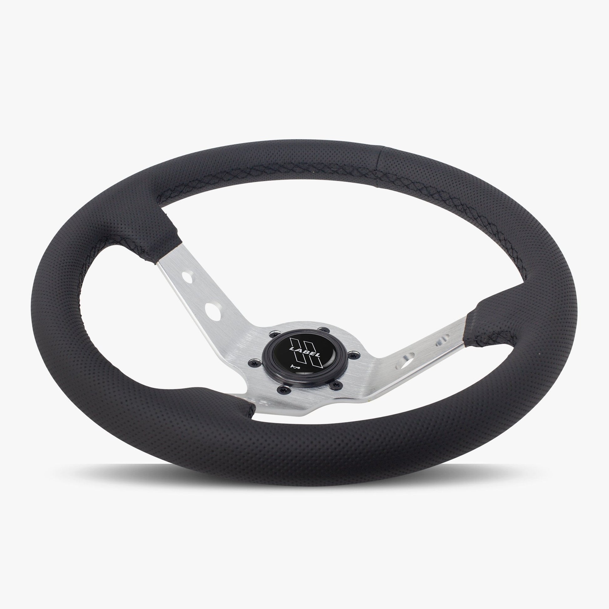 The Daytona | Black Perforated Leather | Silver Spoke | Black Stitch