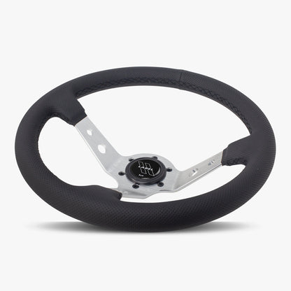 The Daytona | Black Perforated Leather | Silver Spoke | Black Stitch