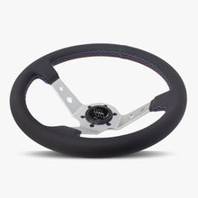 The Daytona | Black Perforated Leather | Silver Spoke | Bavarian Stitch