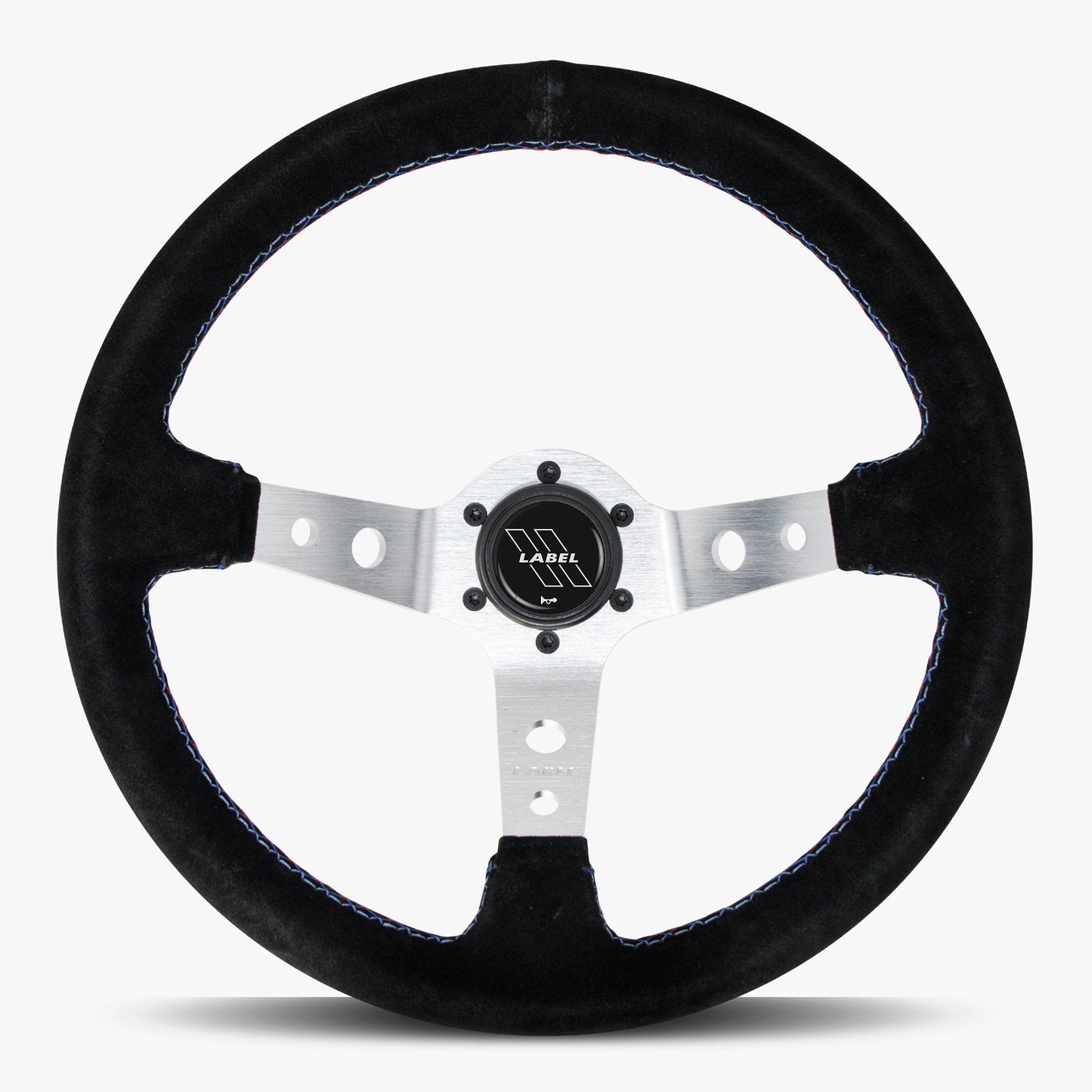 The Daytona | Black Alcantara Suede | Silver Spoke | Bavarian Stitch