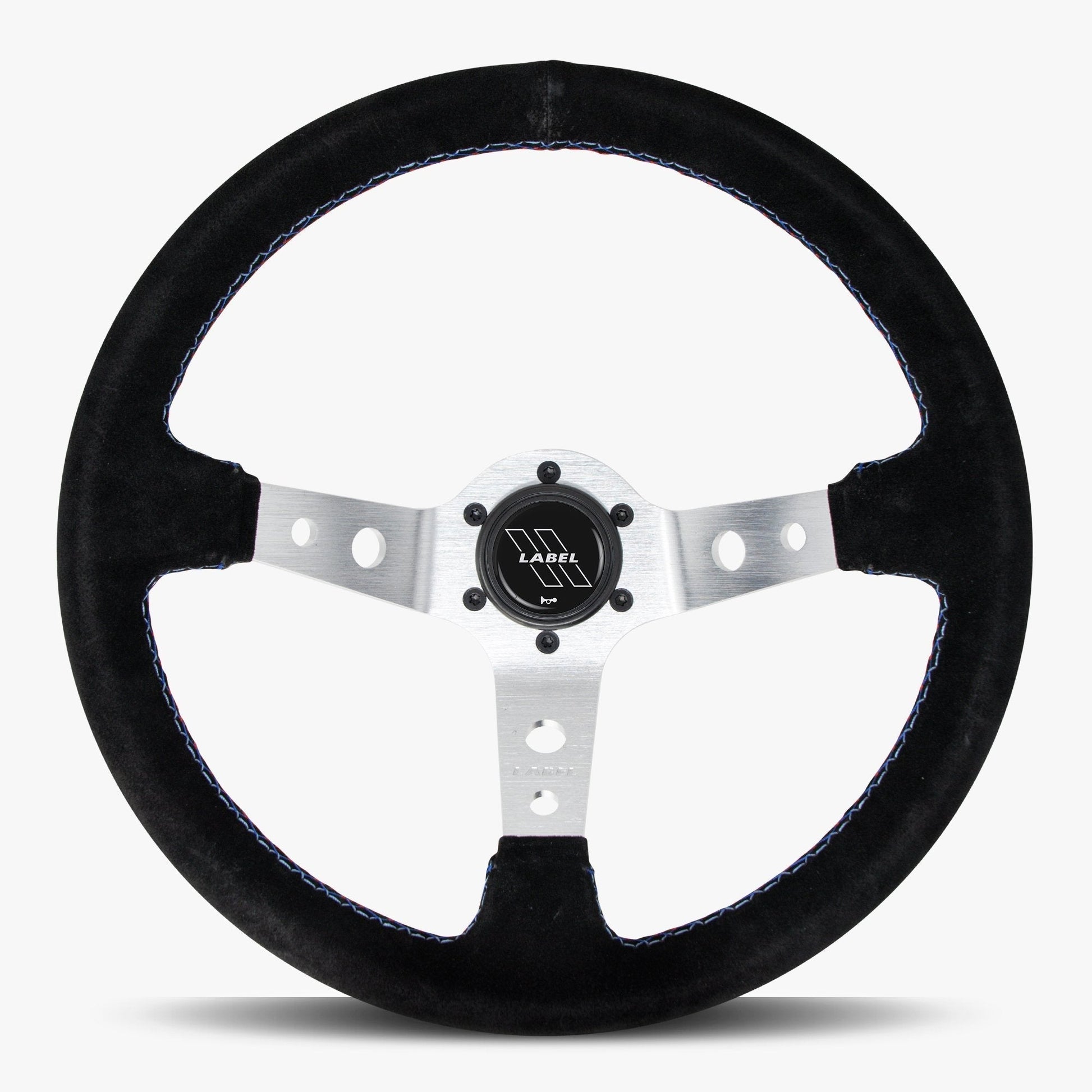 The Daytona | Black Alcantara Suede | Silver Spoke | Bavarian Stitch