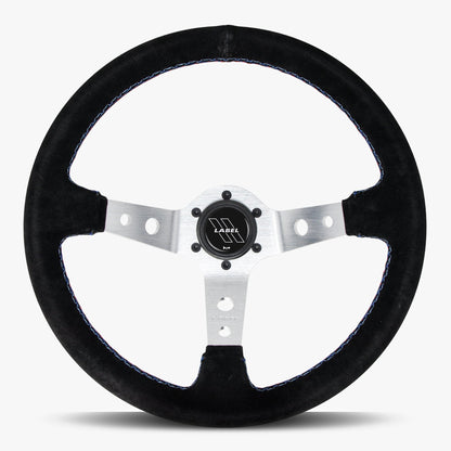 The Daytona | Black Alcantara Suede | Silver Spoke | Bavarian Stitch