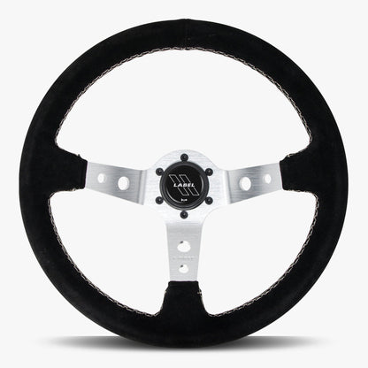 The Daytona | Black Alcantara Suede | Silver Spoke | White Stitch
