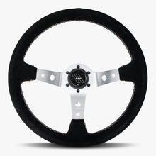 The Daytona | Black Alcantara Suede | Silver Spoke | Black Stitch