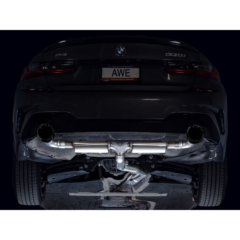 AWE Tuning Touring Edition Axle Back Exhaust | 3" Diameter | 4.5" Dual Diamond Black BMW 430i 2021-2024|BMW 330i 2019-2024