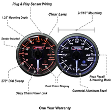 2-1/16" Premium White Pointer Clear Lens Amber/White EGT Gauge
