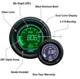 2-1/16" Evo Electrical Green and White Exhaust Gas Temperature Gauge-