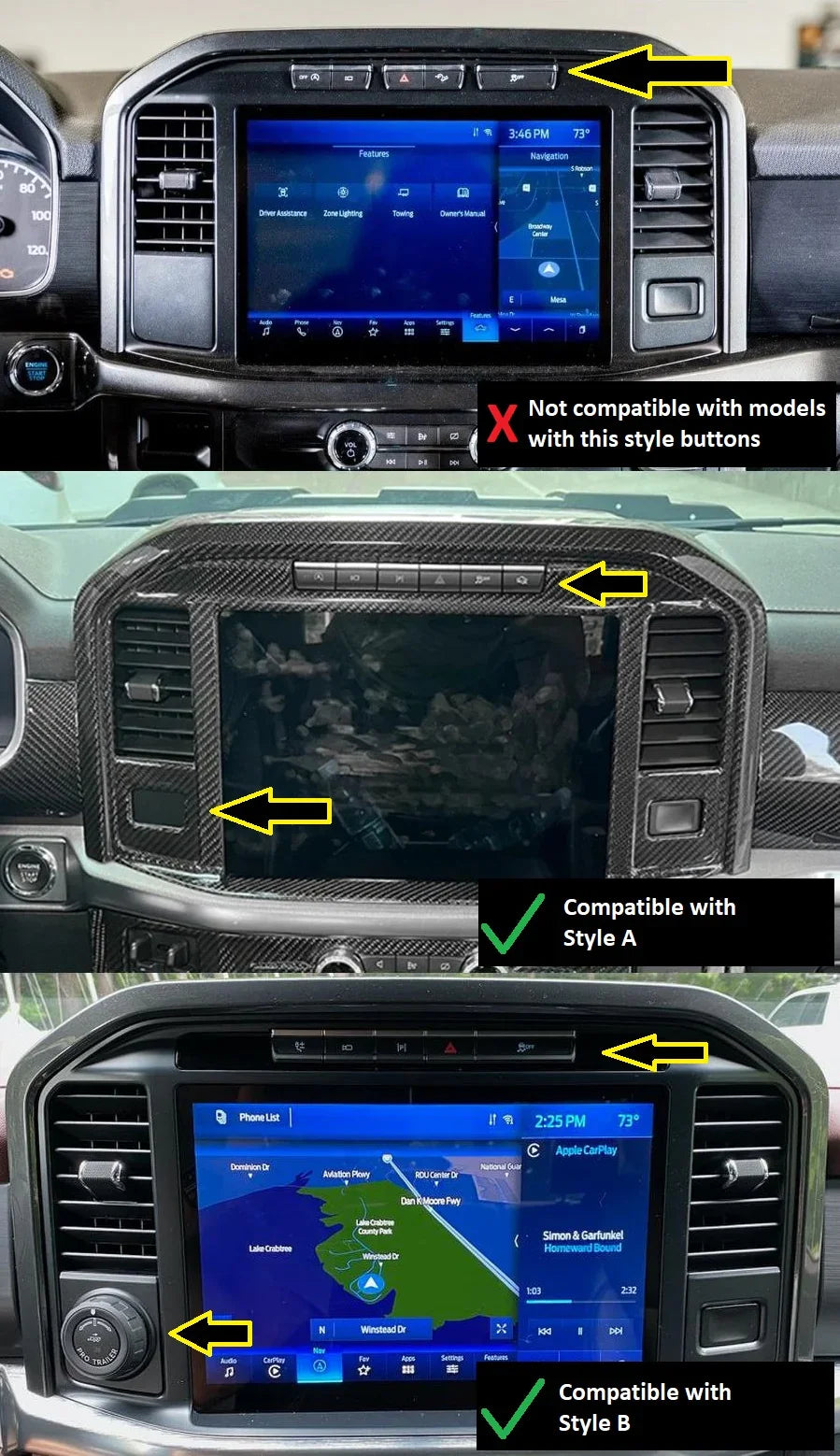 F150 2021-Up Radio Infotainment Screen Trim Carbon Fiber Cover