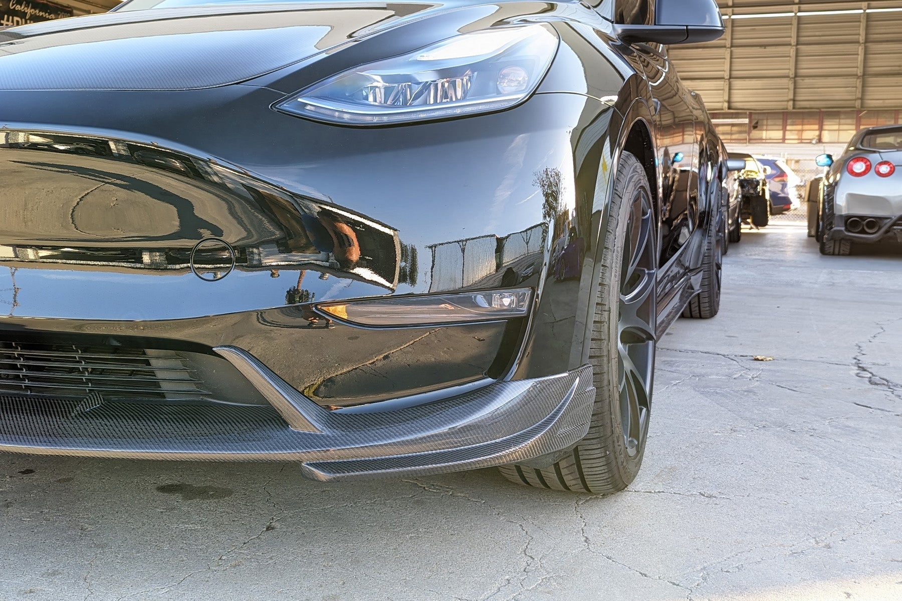 Tesla Model Y Genuine Carbon Fiber SHX Front Lip | FYBR Aerodynamics