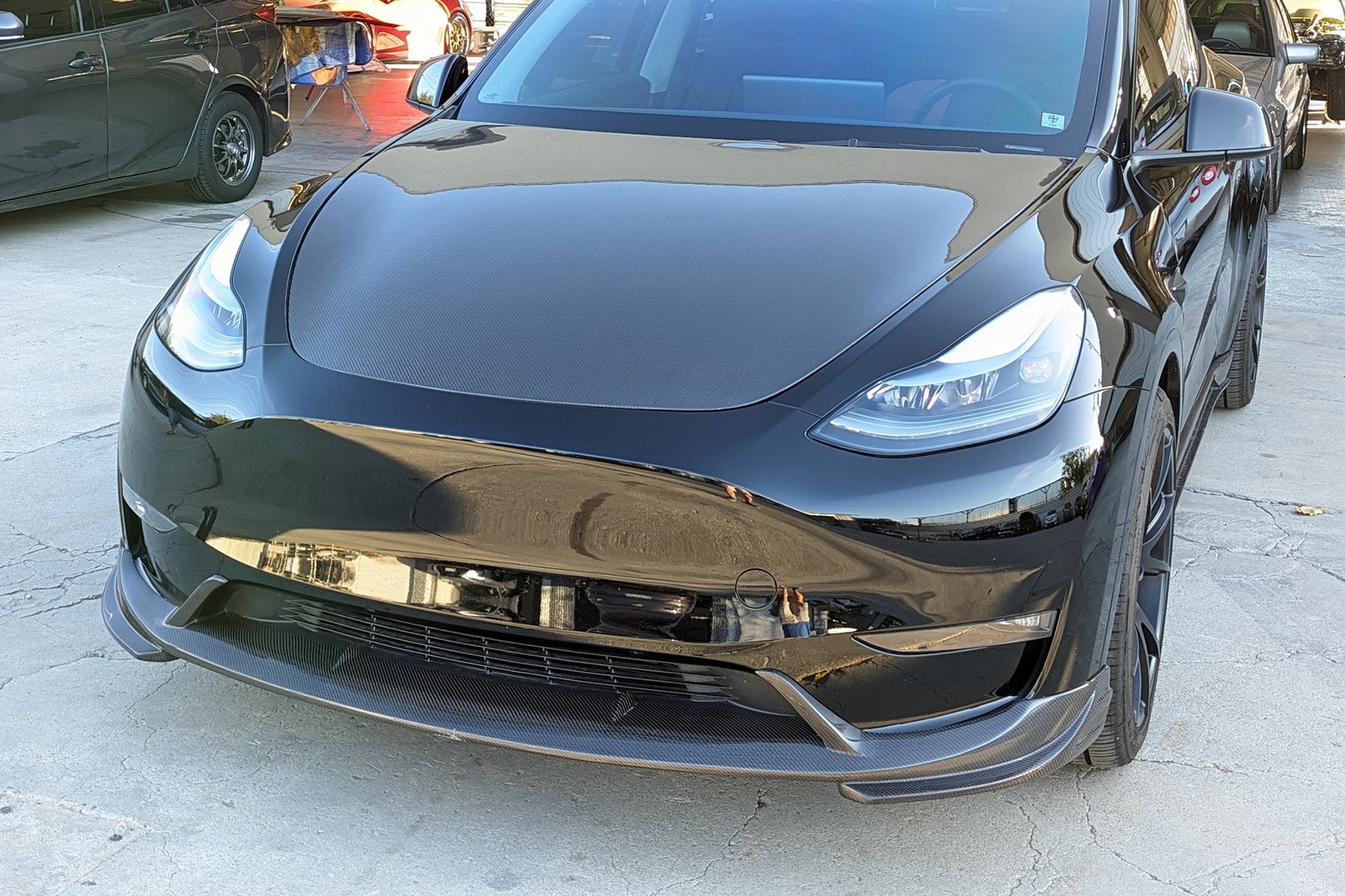 Tesla Model Y Genuine Carbon Fiber SHX Front Lip | FYBR Aerodynamics