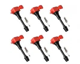 Aceon Set of 6 Red Aceon Sport Ignition Coil w/ Spark Plug Infiniti | Nissan | Suzuki 2001-2020