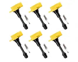 Aceon Set of 6 Yellow Heavy Duty Ignition Coil w/ Spark Plug Infiniti | Nissan | Suzuki 2001-2020