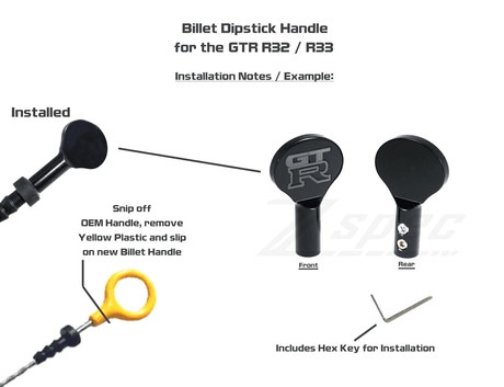 ZSPEC Dipstick Handle for Nissan GTR R32/R33 RB26, Billet, Black, w/ Hex Key