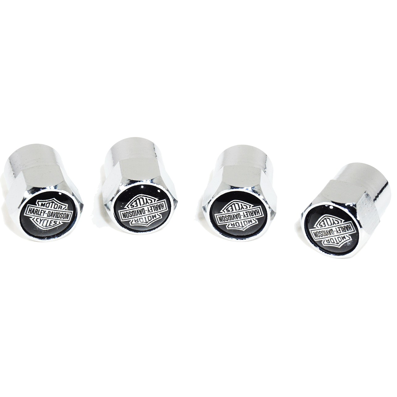 Chrome Valve Stem Tire Caps, Style: Harley Davidson