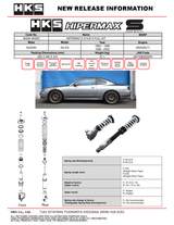 HKS Hipermax S Coilovers for 1995-1998 Nissan 240SX (S14)