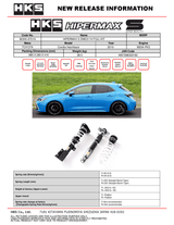 HKS Hipermax S Coilovers for 2019+ Toyota Corolla Hatchback (M20A-FKS)