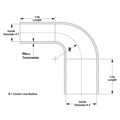 HPS 2-1/4" - 2-1/2" ID, Silicone 90 Degree Elbow Reducer Hose, High Temp 4-ply Reinforced (57mm - 63mm)