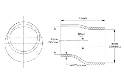 HPS 2-1/4" - 2-3/4" Silicone Offset Reducer Coupler Hose, High Temperature 4-ply Reinforced