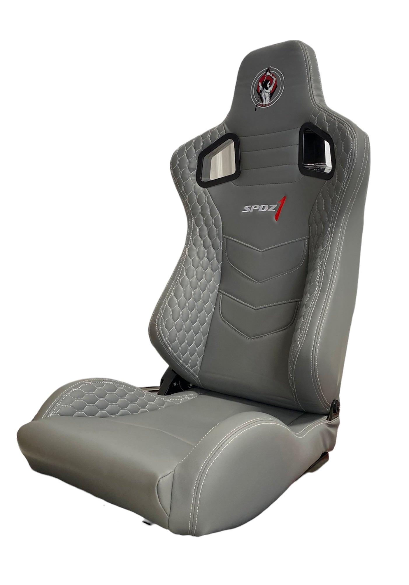 SPDZ1 Katana Racing Seats Gray Leather with White Cross Stitch Reclinable