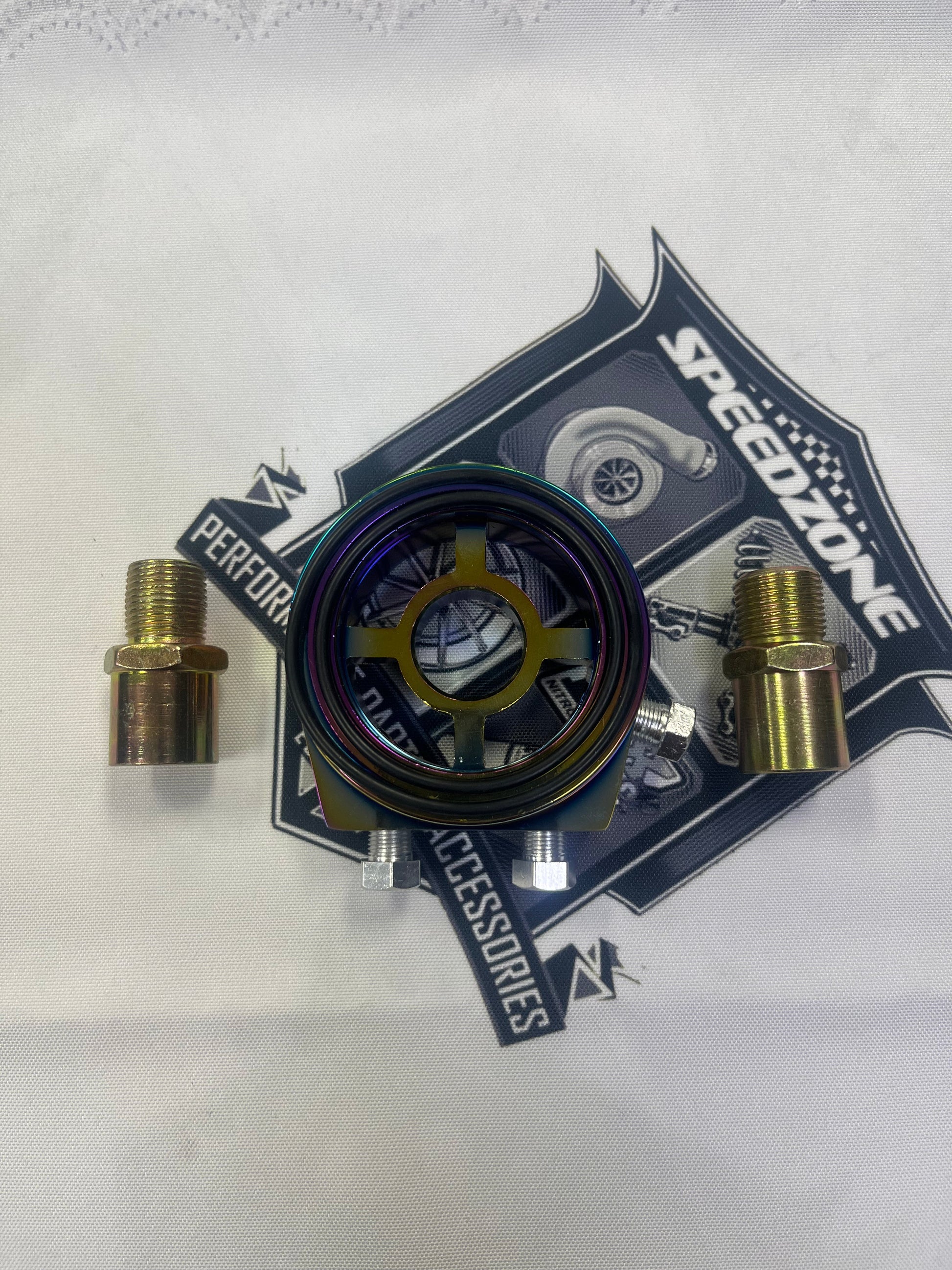 Nnr Oil Pressure Temperature Temp Gauge Filter Sandwich Plate Sensor 1/8 NPT Neo Chrome