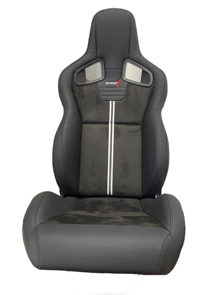 SPDZ1 GT1 Racing Seats Black Leather/Black Suede/Double Stripe