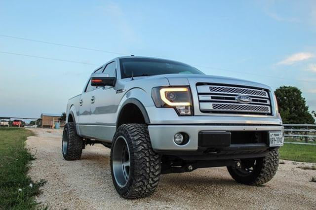 OPT7 09-14 F150 Black AURA RGB-W DRL LED Tube Headlights Projector -Bluetooth BUILT IN Full Color