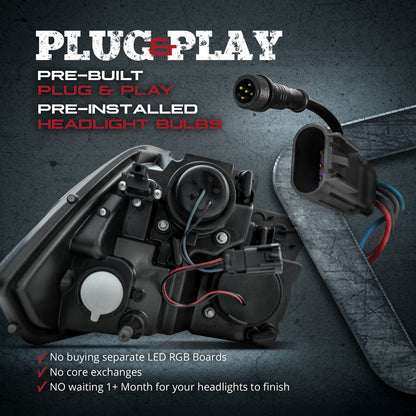 OPT7 09-18 RAM 1500 Black AURA RGB-W DRL LED Tube Headlights Projector -Bluetooth Built in Full Color