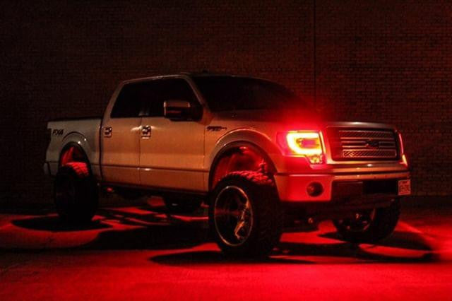 OPT7 09-14 F150 Black AURA RGB-W DRL LED Tube Headlights Projector -Bluetooth BUILT IN Full Color
