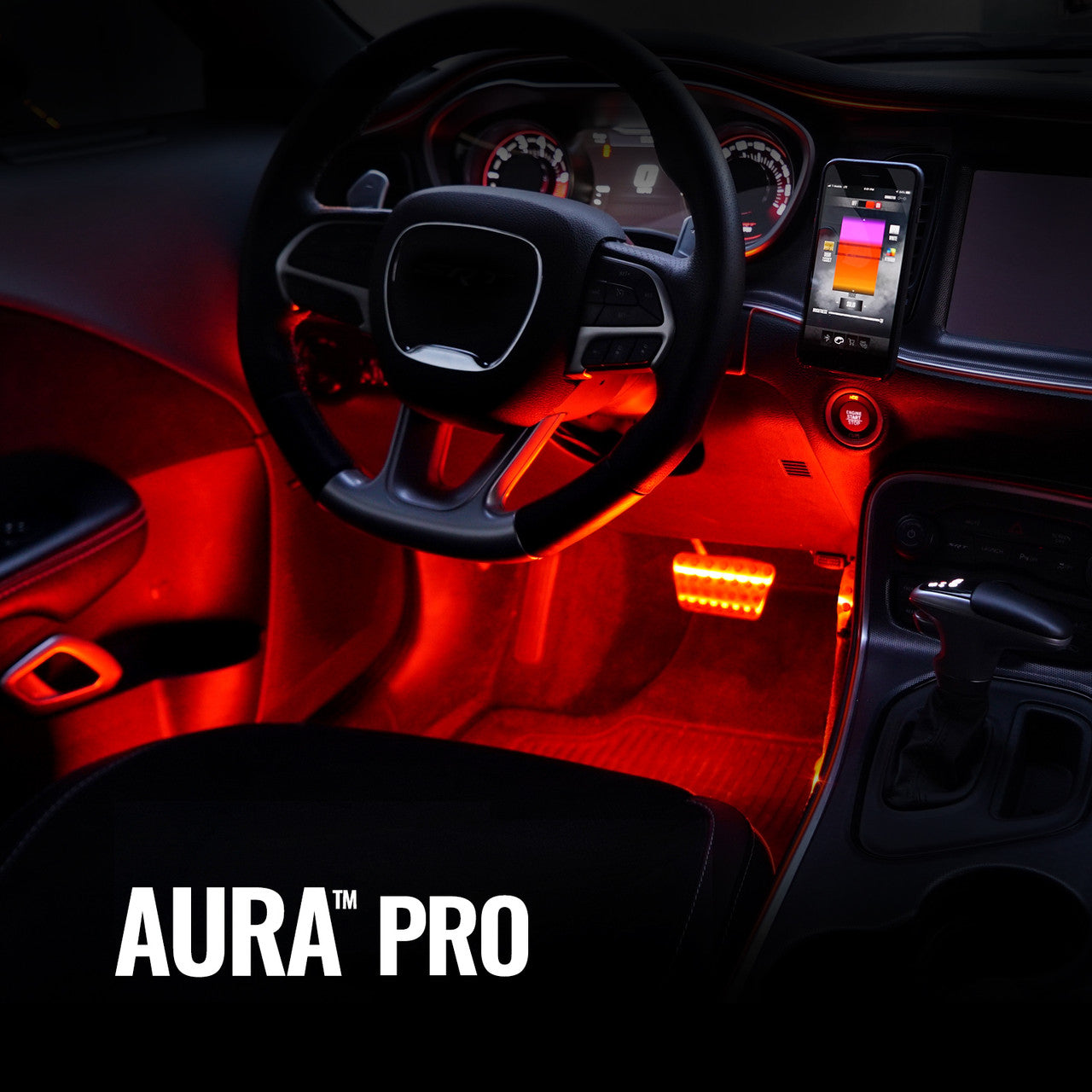 AURA PRO LED Interior Ambient Lighting Kit (4 x 12 Inch or 6 x 12-Inch) - Bluetooth Enabled APP Full Color Spectrum