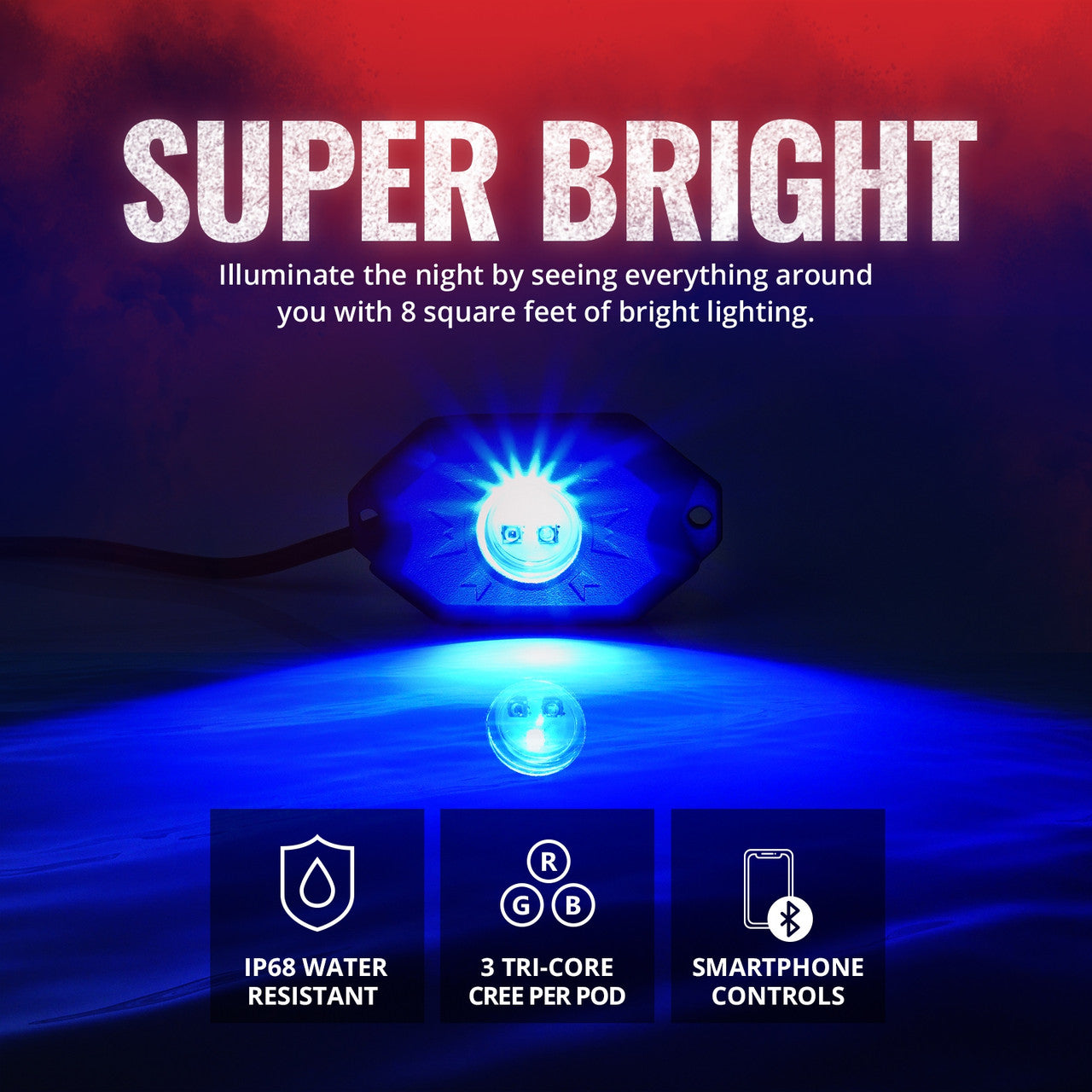 AURA LED Boat Interior RGBW 8PC Pods Flood Lights