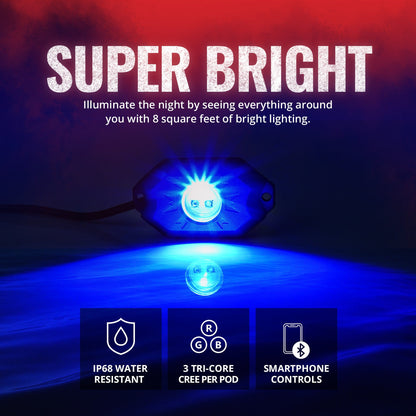 AURA LED Boat Interior RGBW 8PC Pods Flood Lights