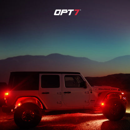 OPT7 Photon RGB 4PCS LED Rock Light w-Magnet Wide Angle Underglow Neon Lighting Kit