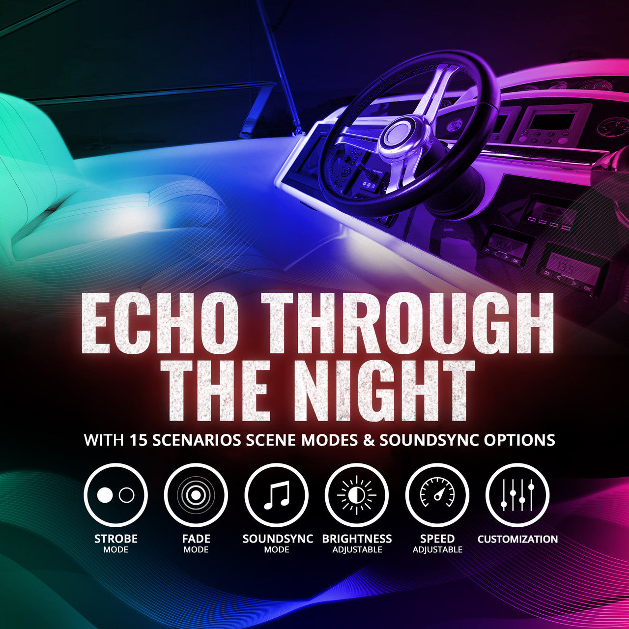 AURA LED Boat Interior RGBW 8PC Pods Flood Lights