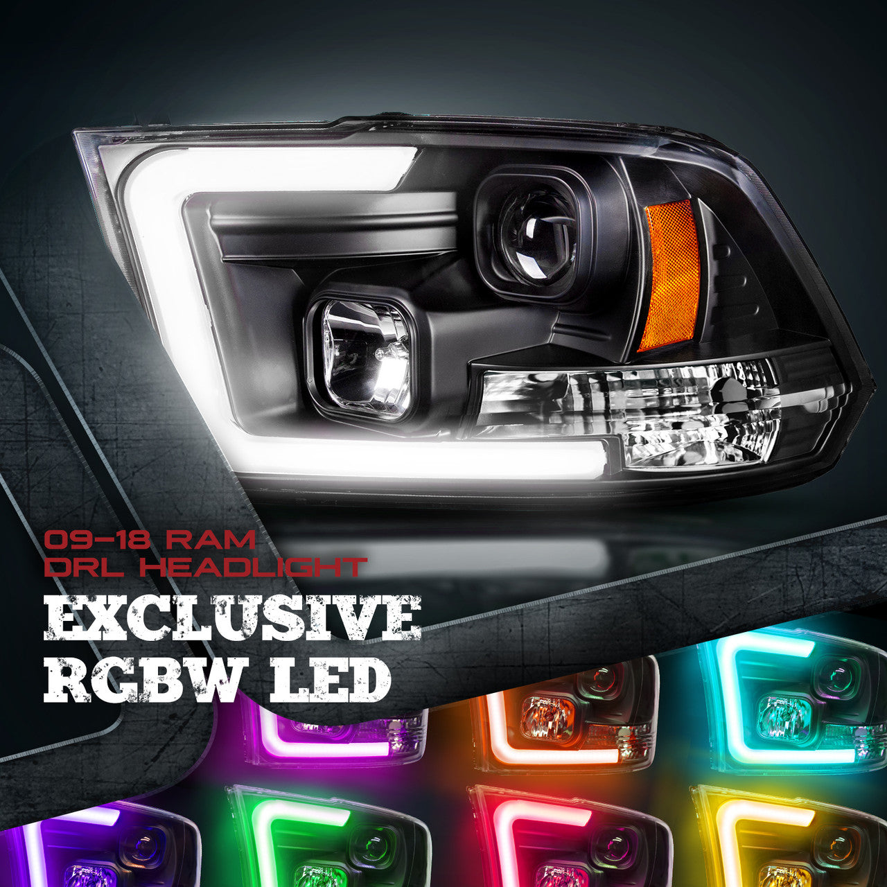 AURA 09-18 Ram Bundle- RGBW Headlights +Interior + Quantum Rock lights + Grille w- Bluetooth