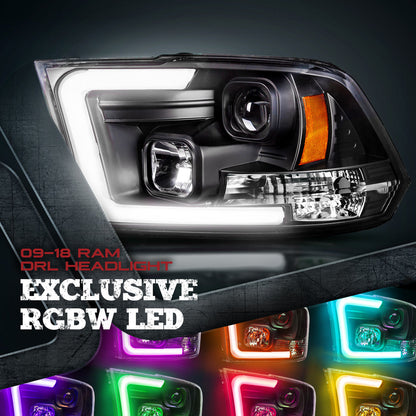 AURA 09-18 Ram Bundle- RGBW Headlights +Interior + Quantum Rock lights + Grille w- Bluetooth