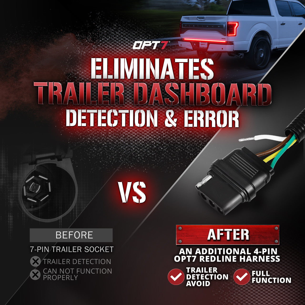 Ford F150 Tailgate LED Light Bar Bundle: Redline Parlux LED Tailgate Light Bar with F150 Quick Connect Harness Kit