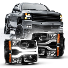 OPT7 07-14 Chevrolet Silverado Black w-Ultra White DRL LED Tube Headlights Projector