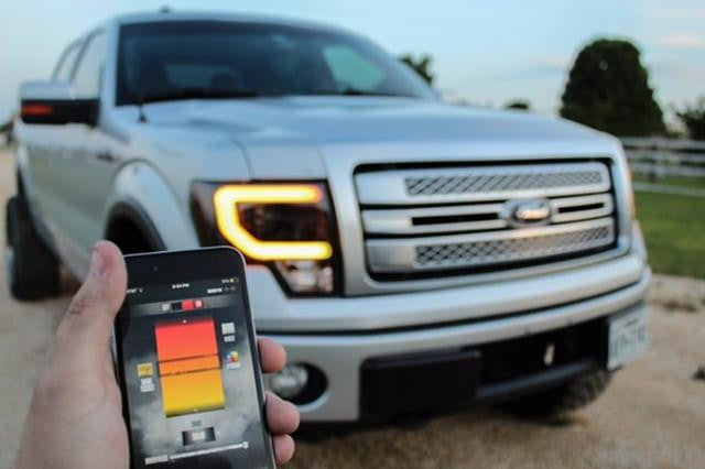 OPT7 09-14 F150 Black AURA RGB-W DRL LED Tube Headlights Projector -Bluetooth BUILT IN Full Color