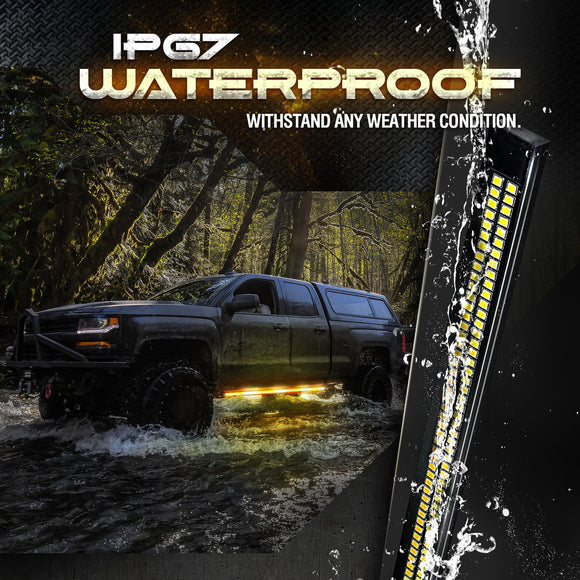 OPT7 Redline Parlux Triple Tailgate Light Bar 60" Bundle with Sidekick Running Board Light LED Strip Kit with Warning Mode