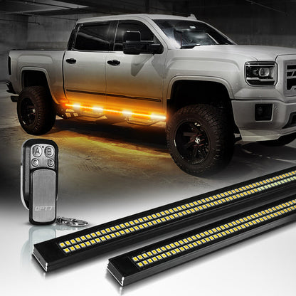 OPT7 Redline Parlux Triple Tailgate Light Bar 60" Bundle with Sidekick Running Board Light LED Strip Kit with Warning Mode