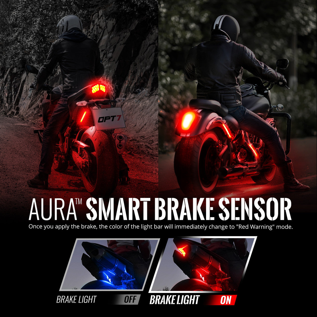 AURA Motorcycle Multi-Color LED Lighting Strip Kit for Cruisers Remote Control - Full Color Spectrum