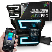 OPT7 15-17 F150 Black AURA RGB-W DRL LED Tube Headlights Projector -Bluetooth Built in Full Color