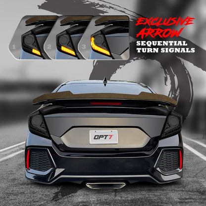 OPT7 Honda Civic Sedan Smoked LED Tail Lights Sequential Turn Signals & OLED Technology (Fits all 2016-2019 10th Gen Civic Sedans)
