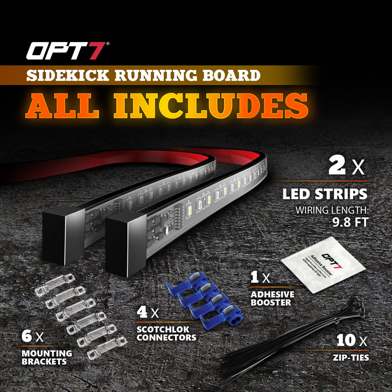 Sidekick Sequential Running Board 2PC Switchback LED Strip Kit