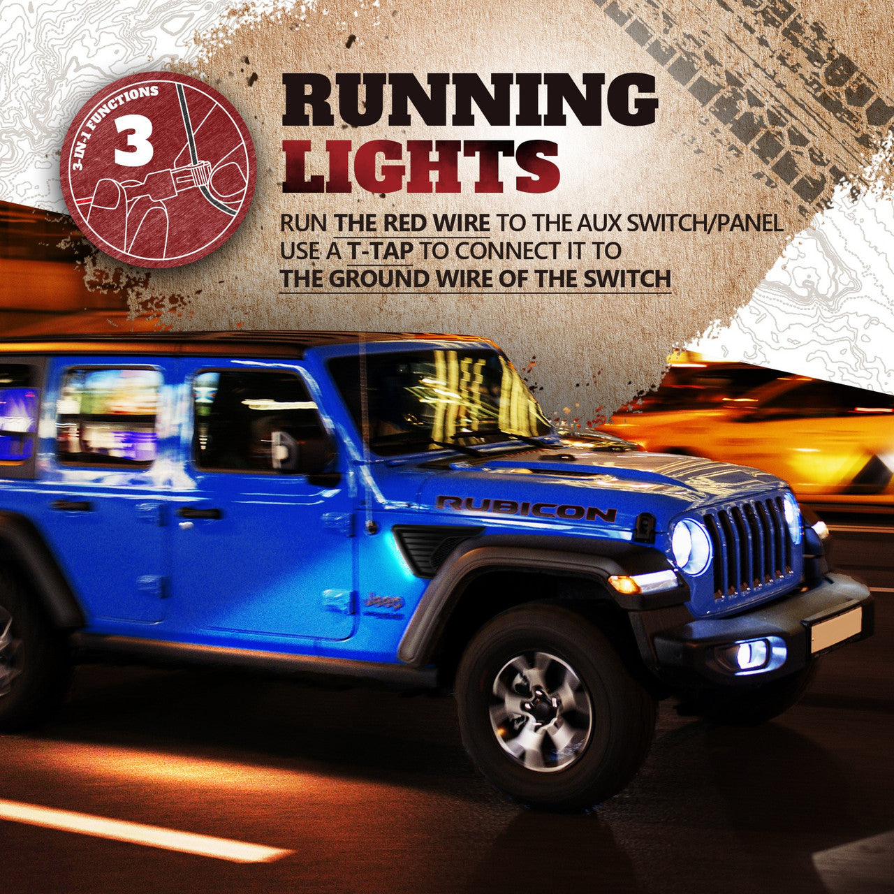 OPT7 Front Fender Side Marker LED White Light for Jeep Wrangler JL JLU & Gladiator JT 18-23 w- Running Light